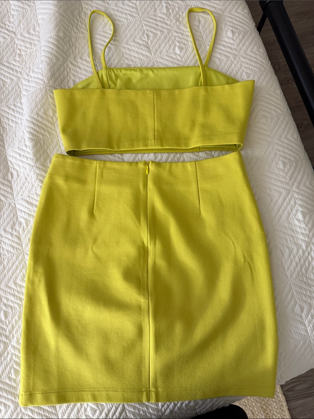 by the way. Bright Yellow Cropped Spaghetti Strap Top & Mini Skirt Set - Picture 3 of 4